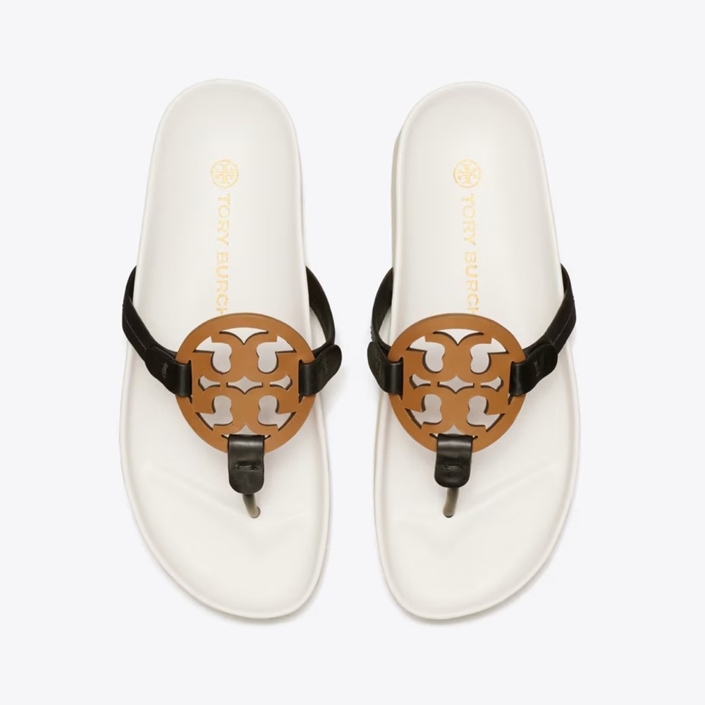 Tory Burch White and Brown Sandals